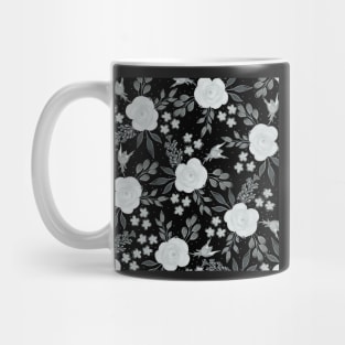 Black White Roses Watercolor Painting Mug